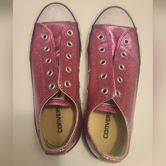 Converse All Star Kids Pink Glittery Sneakers - Picture 6 of 9